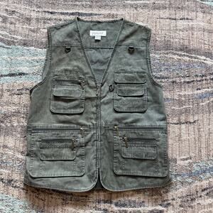 Men's OlympinA Green Zip Up 8-Pocket Outdoor Hunting Utility Fishing Vest Sz XL